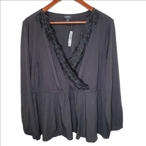 Torrid Black Lace Babydoll Black Blouse